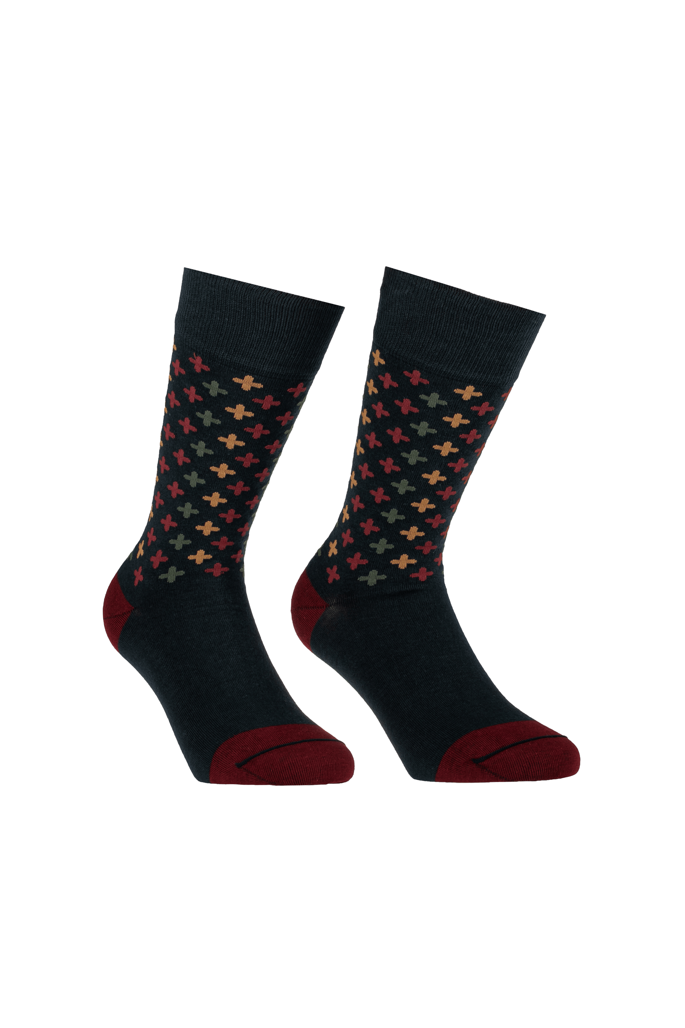 Κάλτσα με Σχέδιο Σταυρούς Μπλέ-Γκρενά-Ταμπά-Χακί Zitros 2214
